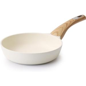 SENSARTE Nonstick Frying Pan Skillet, Egg pan, Omelette Pan, Healthy Cookware Chef's Pan, PFOA Free, 8 Inch, White (Ceramic White)