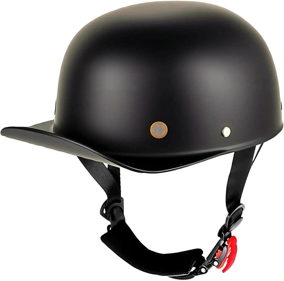 Yesmotor Baseball Motorcycle Helmet Backwards Hat Helmet for Men Chopper Dot Approved-Lightweight ABS Shell, Adjustable & Breathable Riding Gear(Matte Black, S)
