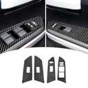 Bilisin Carbon Fiber Sticker Compatible with Toyota Window Lift Switch Button Control Panel Cover Trim Interior Accessories for Toyota Tundra Quad Cab 2014 2015 2016 2017 2018(4Pcs Black)