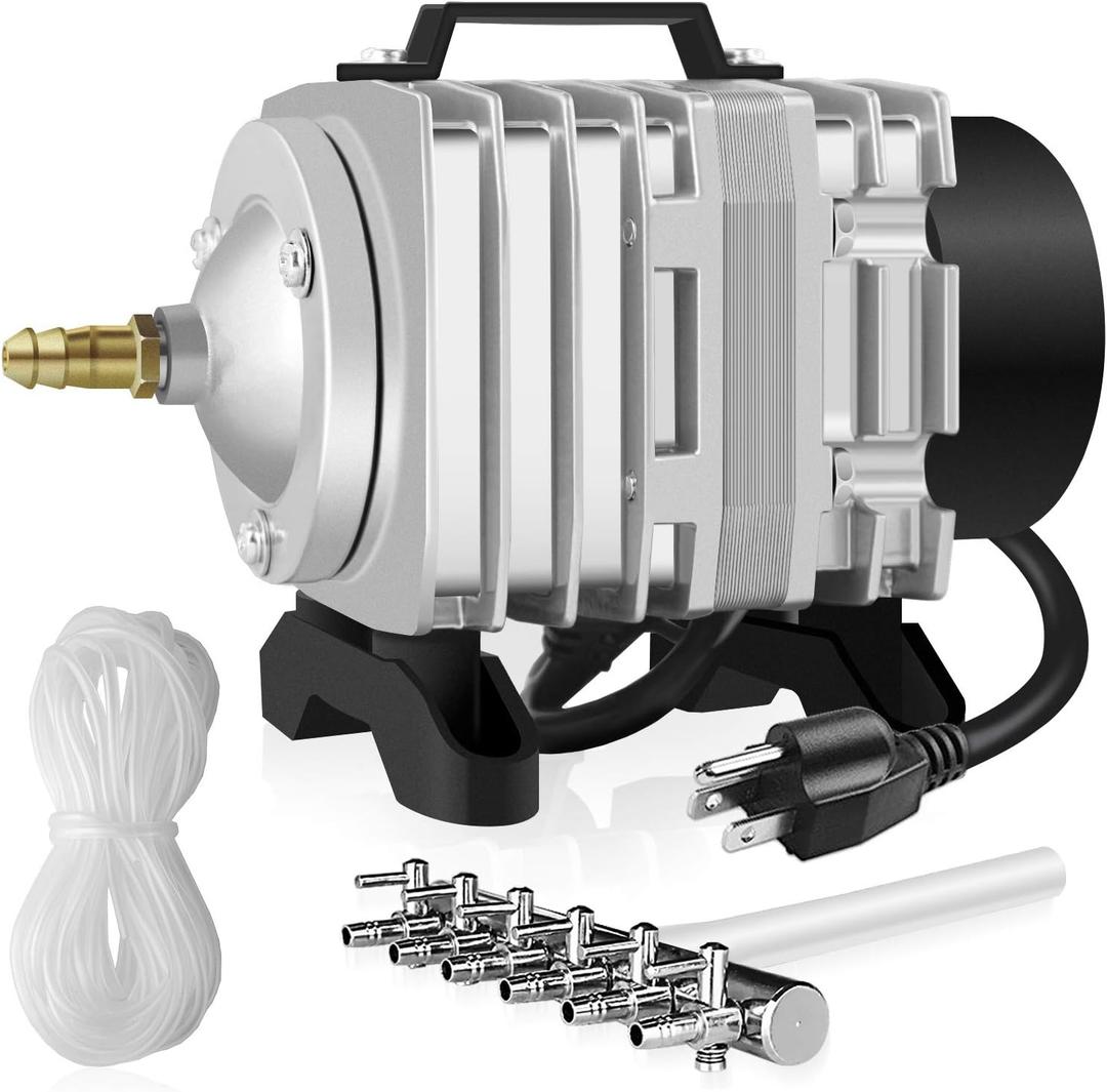 Simple Deluxe Air Pump with Adjustable Air Flow Outlets for Aquarium, Fish Tank and Hydroponic Systems (602 GPH*1-New, 18W)