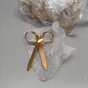 12 Pcs Khaki Metal Christmas Bow Ornaments for Christmas Tree Garland Wreath Bulk Bow with Clip Ornament Vintage Indoor Outdoor Home Xmas Party Decorations, 4 x 5 Inches