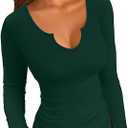 VICHYIE Womens Tops V Neck Summer Short Sleeve Casual Slim Fitted Tshirt S