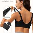 Wireless Bra Women Seamless Push Up Support Comfort V Neck Full Coverage Sleep T-Shirt Everyday Bras (Black)