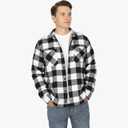 Men’s Long Sleeve Shirts- Thermal Work Padded Warm Shirts Quilted Lined Flannel Heavyweight Plaid Fleece Shirt (XXL)