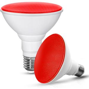 Flaspar 2 Pack PAR30 LED Red Flood Light Bulb Outdoor, PAR30 12W LED 100W Equivalent Halloween Light Bulbs, E26 Base Not-Dimmable Colord Lights for Porch Home Lighting, Party&Holiday Decoration