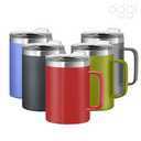 OGGI ThermoMug Stainless Steel Insulated Mug- Double Wall Vacuum Insulated w/Handle & Lid, Coffee Cup, Camping Mug, Travel Thermos, 14oz(420ml), Red