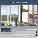 DIIG Sliding Door Security Bar, 17.7-50.5inch Heavy Duty Adjustable Sliding Patio Door Lock Bar with Rubber Tips,Diameter 1inch Window Security Bar for Home Apartment Travel Children Women (White)
