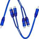 InstallGear 2 Pack RCA Y Adapter Splitter - 1ft RCA Y Splitter 1 Male 2 Female with Shielding - Connector for Car Audio, Home Theater - Durable Cable Splitters with OFC Conductor - Blue