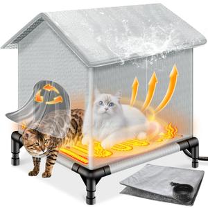 Heated Cat House for Outside Winter, Outdoor Cat Shelter with Heater for Cat Kitty, Outdoor Cat House Weatherproof for Small Pets.(Large Size)