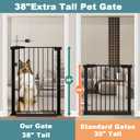 Fairy Baby 38" Extra Tall Baby Gate for Stairs Doorways, Fits Openings 29.5" to 40.5" Wide, Auto Close Extra Wide Dog Gate Indoor for House, Metal Pressure Mounted Safety Child Gate for Pets, Black