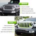Front Grille Mesh Inserts & Headlight Cover for Jeep Wrangler JL JLU Sport & Sport S Only 2018-2023 Exterior Accessories Clip-in Grille Guard Cover Headlight Bezels Trim Ring (Green 9PCS)