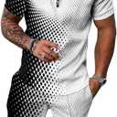 Mens short sets outfits 2 piece Summer Tracksuit Short Sleeve Polo men's shirt and short sets summer outfits for men (X-Large)