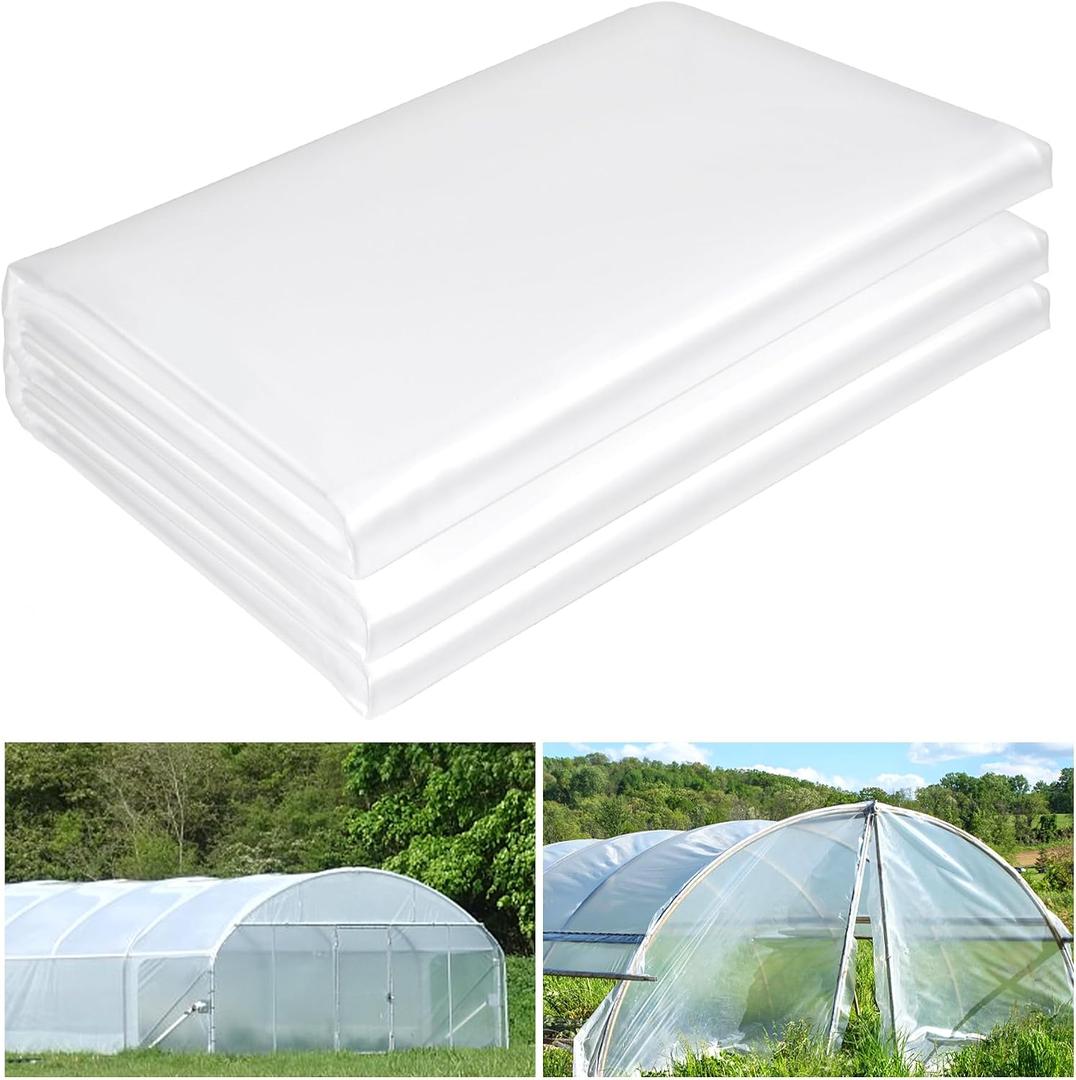 25 x 40 FT Clear Greenhouse Plastic Sheeting, 6 Mil Polyethylene Film Heavy Duty, Water Sun Frost Wind Dust Resistant Winter Hoop House Toughness Plastic Cover for Farming, Gardening, Agriculture, DIY