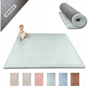 Hakuna Matte CloudSoft Baby Play Mat for Floor 60" x 80" Green Coral Velvet Memory Foam Rug for Crawling & Cozy Play Non-Slip, Water-Resistant, Easy-CareTummy Time Mat, Playmat for Playpen
