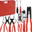 TOOLEAGUE 9Pcs Fuel Line Disconnect Pliers Set,9" Fuel Filter Caliper, Removal/CV Joint Boot Clamp/Flat Hose Clamp/30 Degree Disconnect Pliers Set for Auto Maintenance with Storage Case