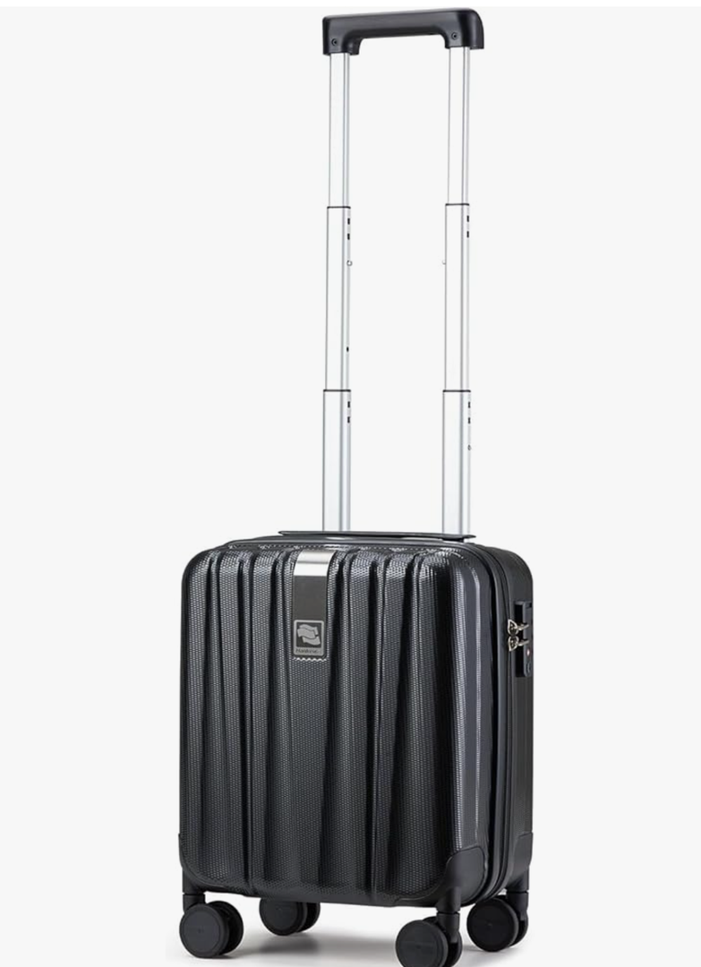 Hanke 14 Inch Underseat Carry On Luggage with Wheels Hard Shell Suitcases Carry On Bag Lightweight Small Mini Suitcase Tsa Luggage for Travel.（Jet Black