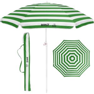 BANZ Cabana Beach Umbrella UPF 50 - UV Protection Foil-Lined Portable Outdoor Umbrella for Sand with Screw-in Base & Tilt Pole - Lightweight Beach Shade & Patio Umbrella with Bag, 66 inches x 78 inches