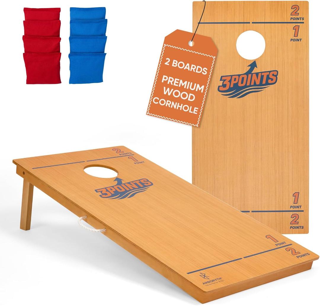 Regulation Cornhole Board Set - Premium Solid Wood,8 Cornhole Bags