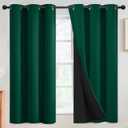 SimpleHome 100% Blackout Curtains for Bedroom,Thermal Insulated Grommet Window Drapes Room Darkening Dark Green Curtains for Living Room with Black Back,42 x 63 Inch,2 Panels