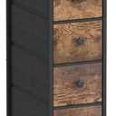GiftGo Narrow Dresser Vertical Slim Dresser Chest of Drawers Skinny Storage Tower for Small Spaces Gaps Closet Bedroom Bathroom Small Fabric Drawer Unit (Rustic Brown, 4 Drawers) (19.7"D x 9.8"W x 28.3"H (4 Drawers))