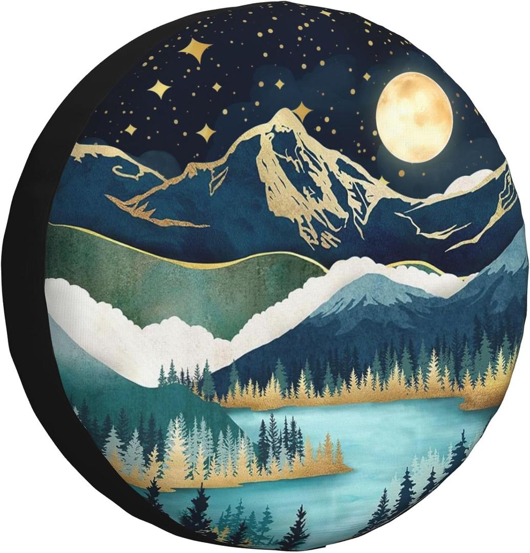 Spare Tire Cover for RV Camper Trailer Mountain Natural Scenery, Weatherproof Universal Wheel Cover for RV Travel Trailer Camper Truck 14inch