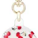 kate spade new york AirTag Holder with Gold Ring Clip - Cherry Dot | Stylish, Anti-Scratch, and Protective Case for Apple AirTag - Attaches Securely to Bags, Luggage, Keys, Purse, Totes & More