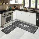 Kitchen Rugs Sets of 2 - Non Slip Washable Microfiber Kitchen Rug, Farmhouse Country Kitchens Rugs and Mats for Decor, Sink, Stove, Laundry, Machine Washable,（17"x 48"+17"x 24"）