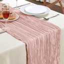 6 Pack Dusty Pink Mothers Day Cheesecloth Table Runner 10FT Long Boho Gauze Table Runner Rustic Sheer Runner for Spring Wedding Bridal Baby Shower Birthday Holiday Party Table Decor Easter Decor