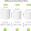 Meowell 12/10/8 inch Large Plant Pots, 3 Pack Deep Cylinder Flower Pots for Outdoor Indoor Plants, Tall Plastic Planters with Drainage Holes and Saucers for Garden House Plants, White
