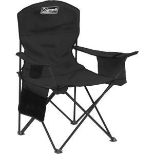 Coleman Portable Camping Chair with 4-Can Cooler, Cushioned Seat & Back with Side Pockets & Cup Holder, Carry Bag Included, Great for Camping, Tailgating, Firepits, Patio, & More (Black)