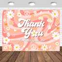 Thank You Backdrop 7x5ft Retro Girls Daisy Hippie Flower Boho Rainbow Theme Photography Background Thank You for All You Do Party Banner Photo Studio Props