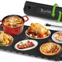 Food Warming Mat Electric Tray: YTLAD Silicone Heating Pad with 6 Level Adjustable Temperature and 5 Hours Timer & Family Lock, Foldable Food Warmers for Parties, Daily Use (Black, 25.6" x 15.55")