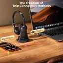 Wireless Headset with Mic for Work, Bluetooth 6.0 Headset with Microphone for PC, 65H AI Noise Cancelling Mic, 60ft Range, USB Dongle & Charging Base, On-Ear Headphones for Teams Zoom Call Center