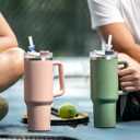 2 x Glass Replacement Straw Compatible with Stanley 40 oz 30 oz Cup Tumbler, 6-Pack Reusable Cute Straws with Cleaning Brush, Clear