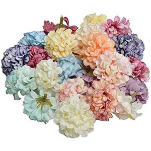 Teensery 18 Pcs Artificial Hydrangea Flower Heads Bulk Silk Flower for Wedding Decoration Home Decor Party Supplies DIY Crafts, 1.8" (Mixed Color)