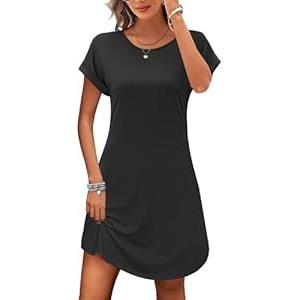 PLOKNRD Women's Casual Dress Summer Short Sleeve T-Shirt Dress Crew Neck Basic Dresses 2025 (2XL, Royal Blue)