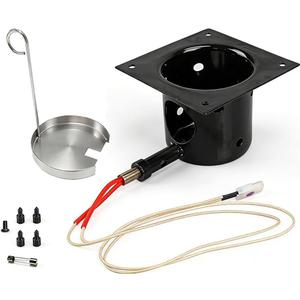 Heavy Black Enamel Fire Pot and Hot Rod Ignitor Kit Replacement Parts for Traeger and Pit boss and Camp Chef Pellet Grill (Enamel Fire Pot and Hot Rod)