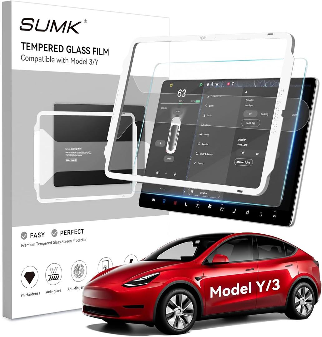 Tempered Glass Screen Protector for Tesla Model Y/3 Accessories, 15 inches Touchscreen Protector for Tesla Model Y (2025-2020) / Model 3 (2023-2017) [No-glare & No-fingerprint& 9H] - Matte