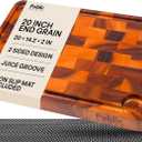 Large End Grain Wood Cutting Board - Thick Butcher Block Wood Chopping Board - 20 x 14 x 2 Inch - Double-Sided Acacia with Non-Slip Mat - Large Kitchen - Heavy Duty, 20"L x 14.2"W