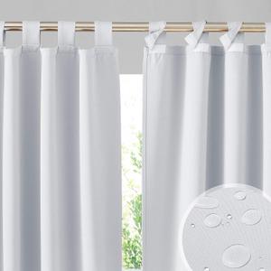 RYB HOME 2 Panels Outdoor Curtains for Patio Waterproof Sticky Top Block Sunlight Thermal Insulated Privacy Assured Thick Outside Curtains for Porch, Balcony, Pergola, W52 x L84, Greyish White