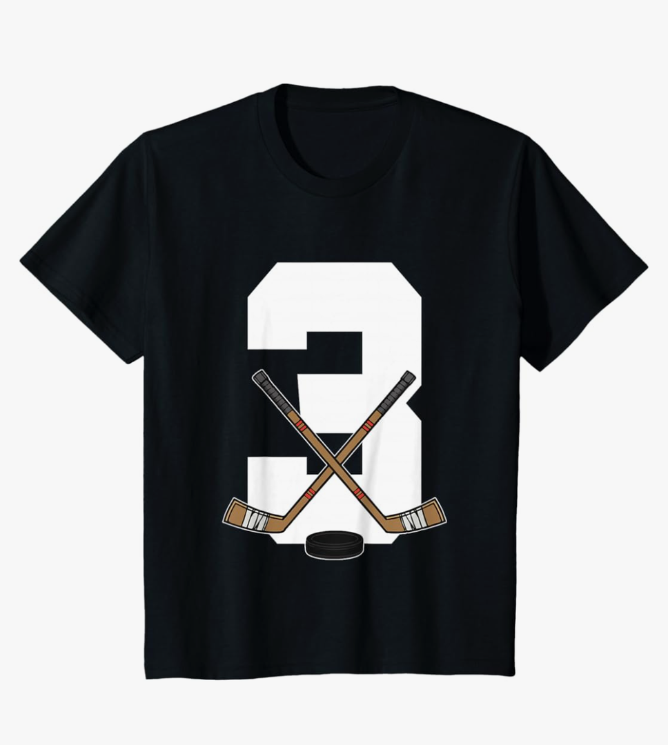 Kids Ice Hockey Kids Toddler Boys 3rd Birthday Ice Hockey T-Shirt 3T
