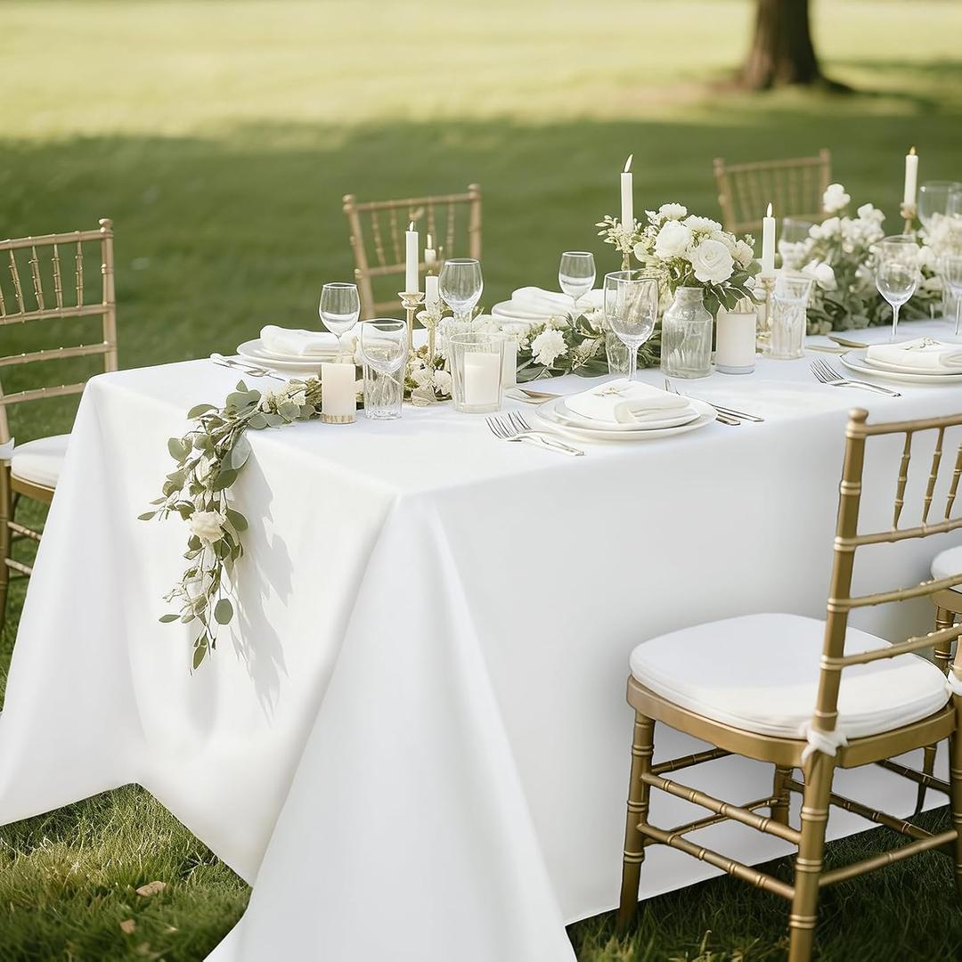 Romanstile Large Rectangle Tablecloth 90 x 132 Inch, Water and Wrinkle Resistant Table Cloth for 8/6 Foot Tables, Washable Polyester Extra Long Table Covers for Dining/Parties/Events/Wedding/Banquet