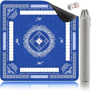 Shipped Rolled 3MM Mahjong Mat with Rules Without Creases, 32.4"×32.4" American Mahjong Mat for Table, Waterproof Wipe Clean Non-Slip Noise Reduction Gaming Mat with Carry Bag