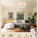 SYDACG Ceiling Fan with Lights Flush Mount, 20" Low Profile Boho Ceiling Fan with Light Remote Control, Bladeless Rattan 6 Speeds for Bedroom, Living Room, Nursery