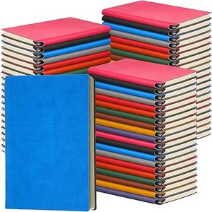 60 Pack Lined Journal Notebook Bulk A5 Softcover Wide Ruled Leather Notebook 100 Sheets Thick Daily Journal with Pen Holder for Travel Business Work Writing Office School, 5.71" x 8.27"(10 Colors)