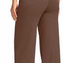 Wide Leg Yoga Pants Women with Pockets High Waist Stretch Casual Sweatpants Comfy Sports Lounge Pants Brown (Brown), L