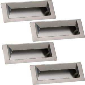 Recessed Flush Finger Pull, Built in Invisible Handle Shoe Cabinet Drawer Handle Finger Edge Pull Cabinet Handles Embedded Cupboard Hidden Handle (Length 117mm,Gold-4) (Color : Brushed4, Size : Leng