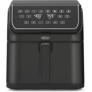 bella 8 Qt Digital Air Fryer with TurboCrisp Technology, Large Family Size Nonstick Cooking Basket and Crisping Tray, Multiple Preset Functions, Auto Shutoff, Black, 1750 Watt, 8.0 Quart