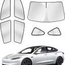 Canvcle Sunshades for Tesla Model 3 2016-2025 2026 (Fit Model 3 Highland) Accessories Windshield Sun Shade Side Rear Window Shade Cover Sun Visor Shield Privacy Protection Keep Vehicle Cool 7PCS