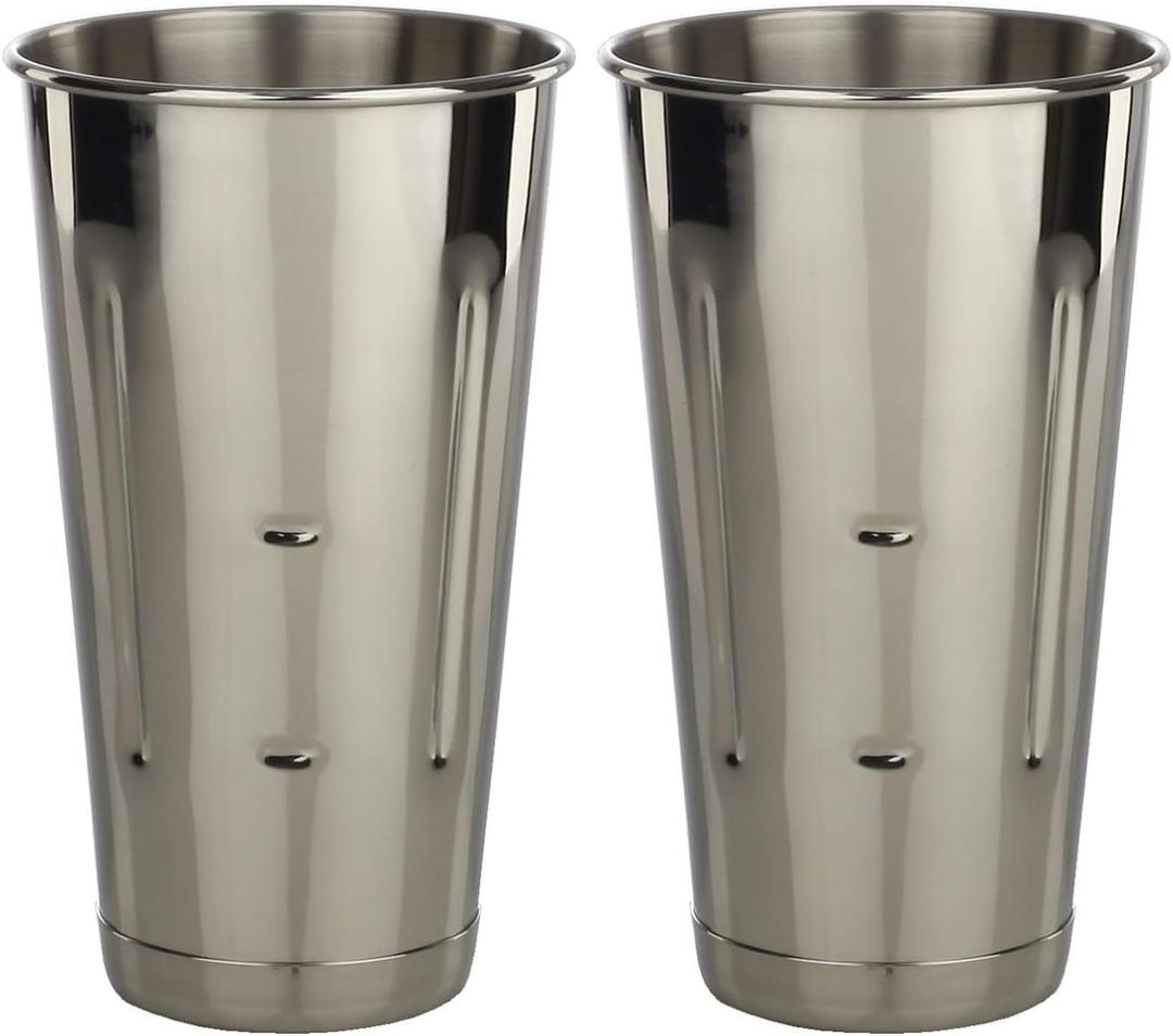 Stainless Steel 2 Pcs 30 oz Malt Milkshake Mixing Cup Two Ice Cream and Milkshake Machine Cups for Milkshake Machines